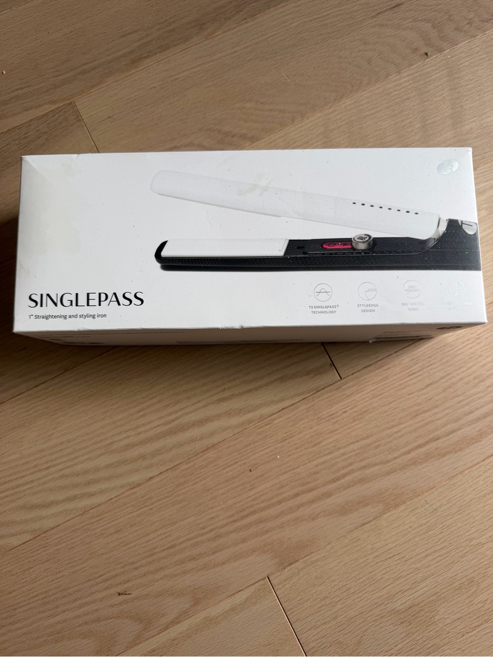 New T3 Single pass White 1" Hair Straightener and Styling Iron